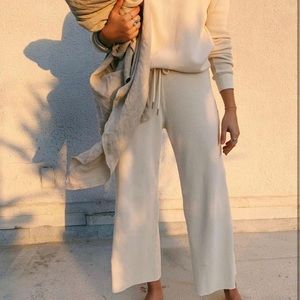 MATE the Label, Thermal Wide Leg Pant, Bone, S